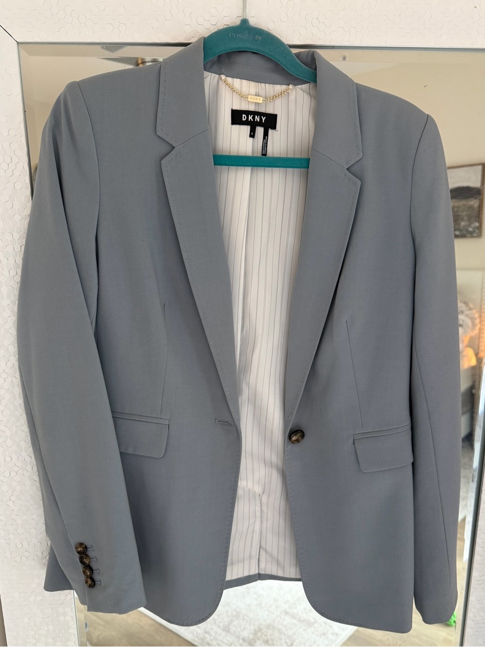 DKNY Light Gray-Blue Single-Button Blazer